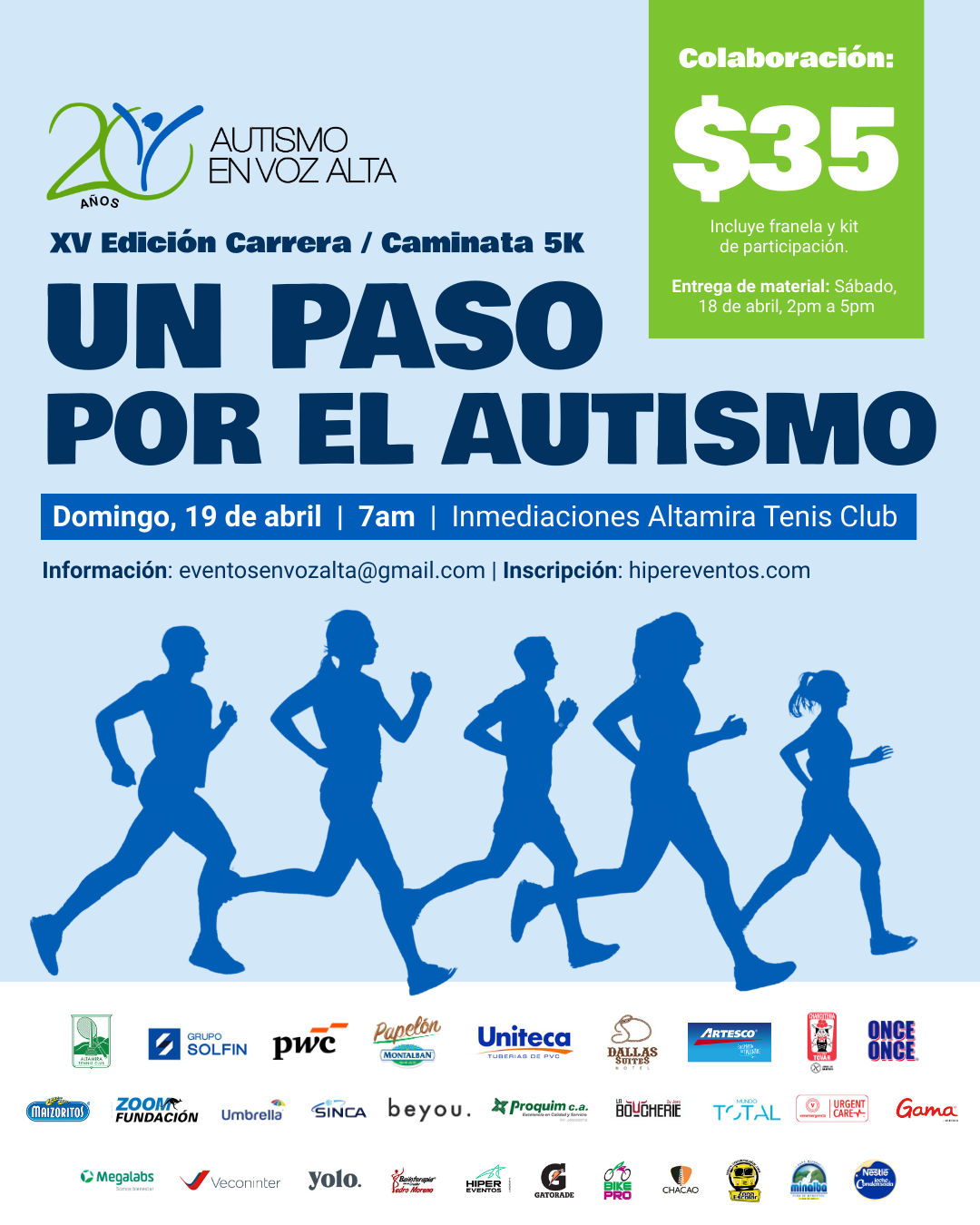 XV Edición Carrera / Caminata 5K UN PASO POR EL AUTISMO