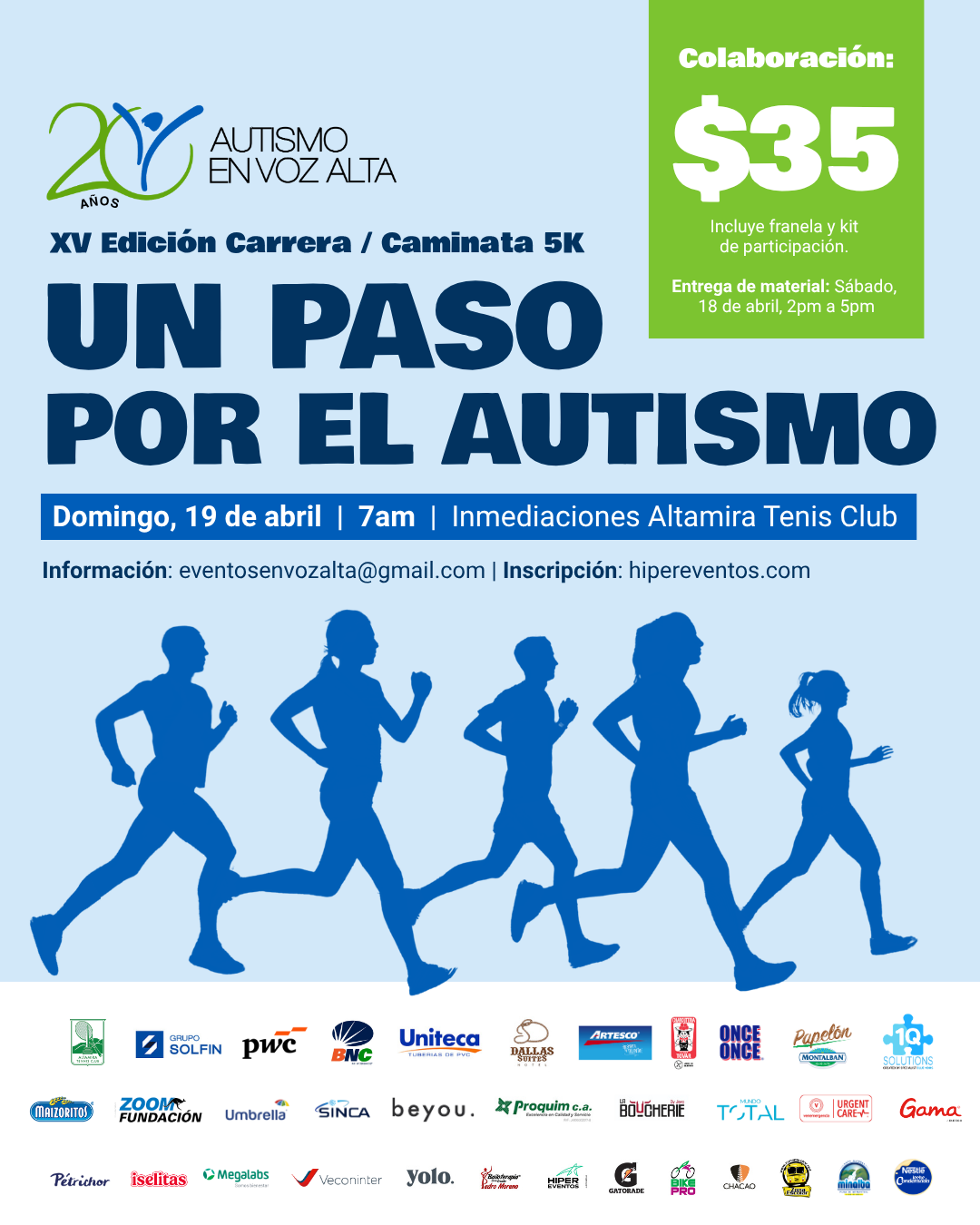 XV Edición Carrera / Caminata 5K UN PASO POR EL AUTISMO